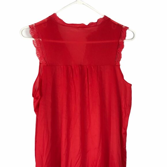 Texsheen Vintage Red Nightgown Medium Nylon Lace Maxi Gown Babydoll Lingerie - Picture 6 of 7